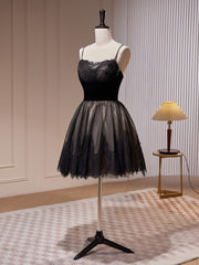 Short Black Lace Prom Dresses, Short Black Lace Formal Homecoming Dresses