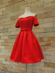 Short Sleeves Blue/Red/Black Prom Dresses, Short Sleeves Formal Homecoming Graduation Dresses