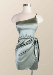 Straps Silk Sage Green Ruched Bodycon Dress