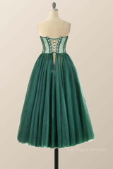Sweetheart Emerald Green Tulle A-line Midi Dress