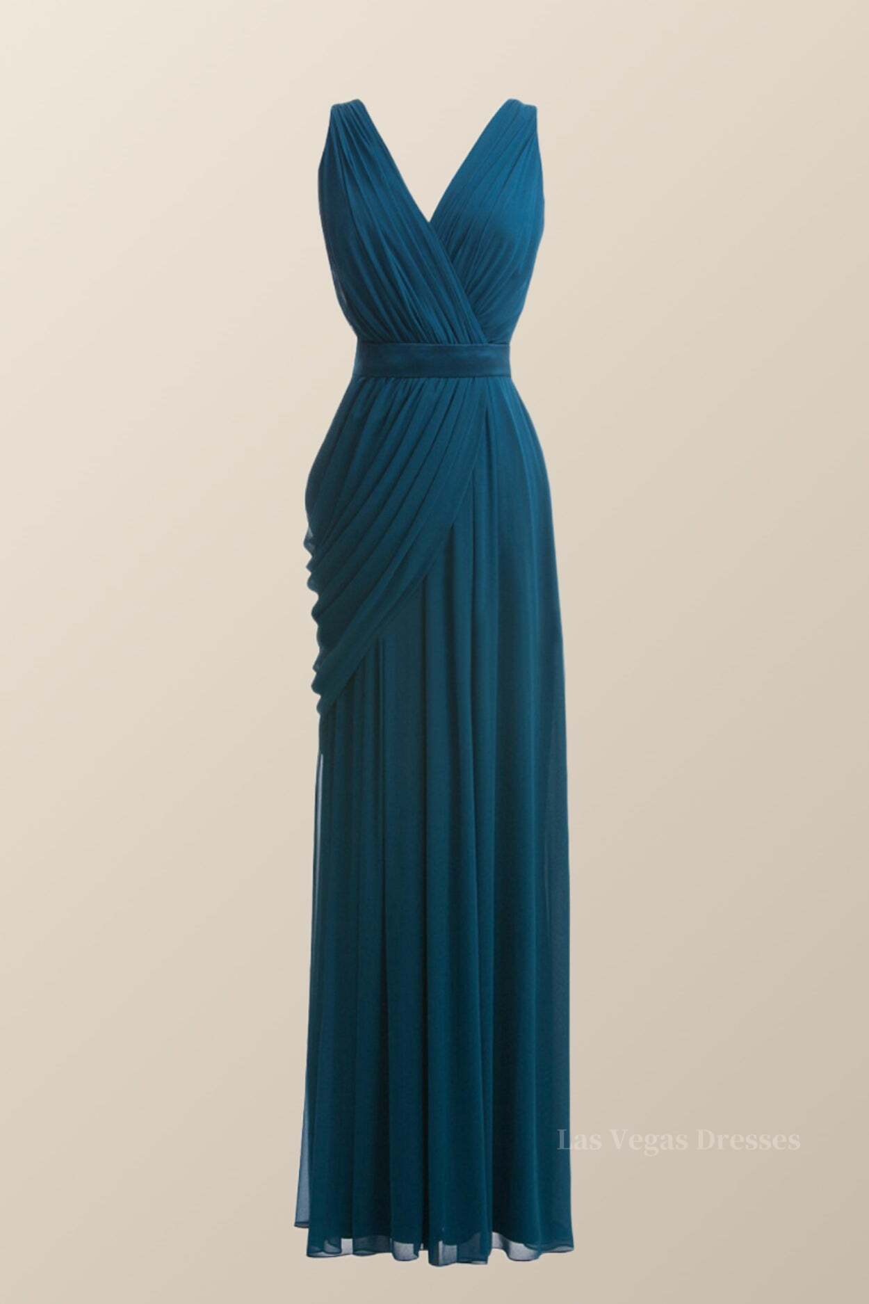 Turquoise Draped Flattering Long Party Dress