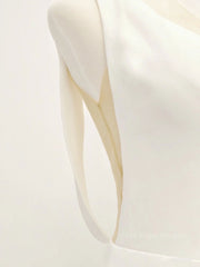 White v neck long prom dress, white evening dress