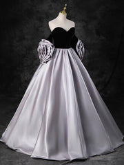 Black Sweetheart Neck Velvet Floor Length Formal Dress, Detachable off Shoulder Chic Party Dress